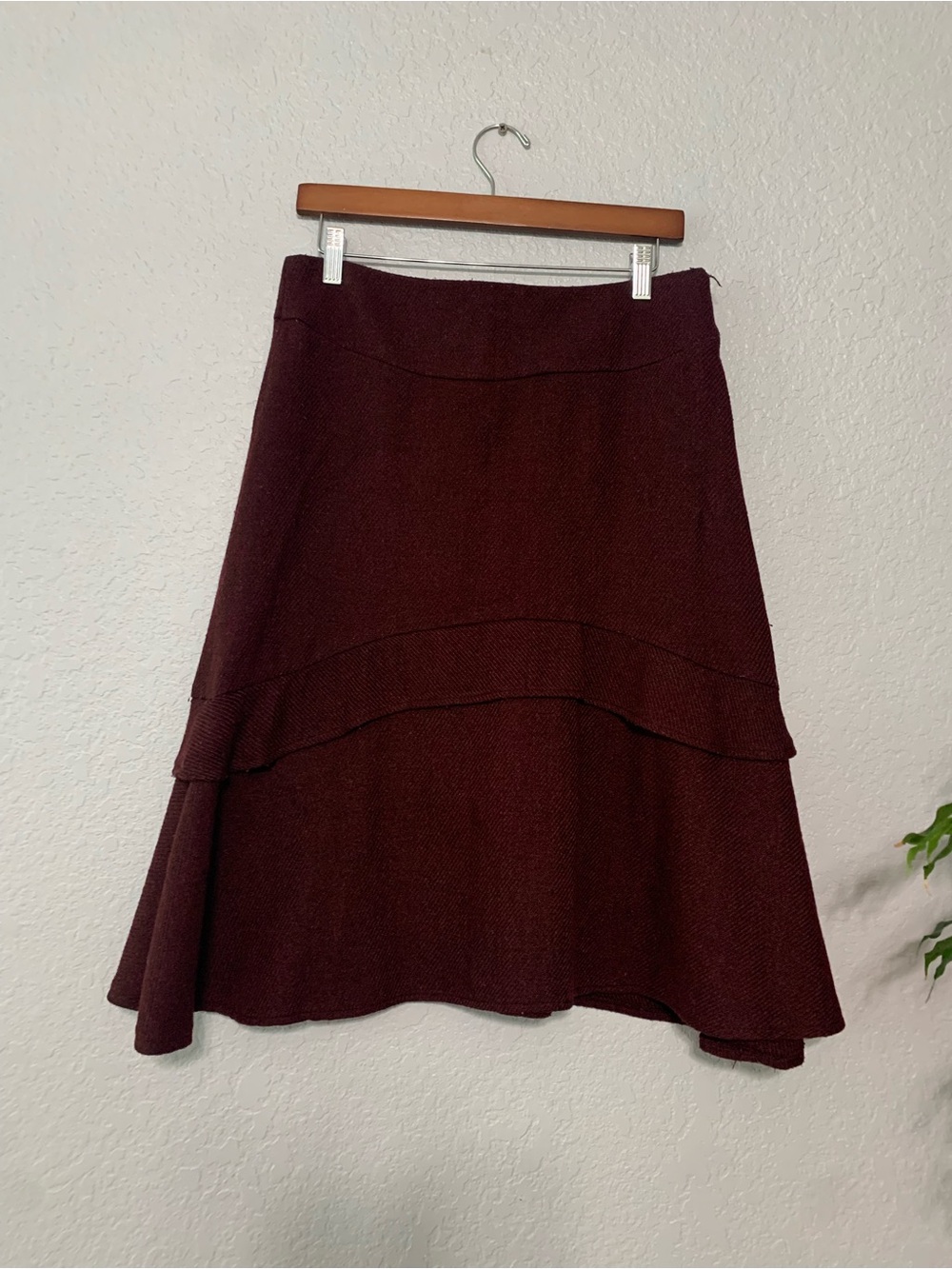GAP Women's Burgundy A-Line Tiered Midi Skirt
